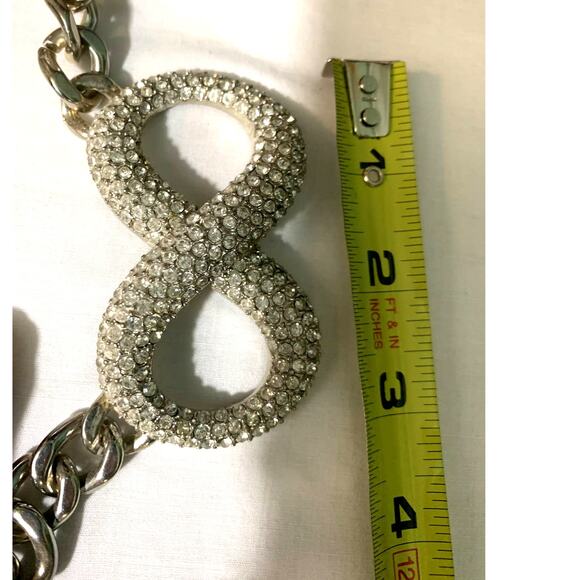 Vintage Chunky Bold Rhinestone Chain Link Infinity Necklace - Picture 7 of 7